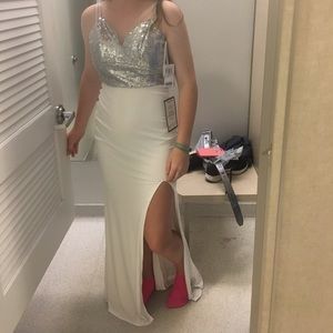 White Prom Dress with Sparkly Top